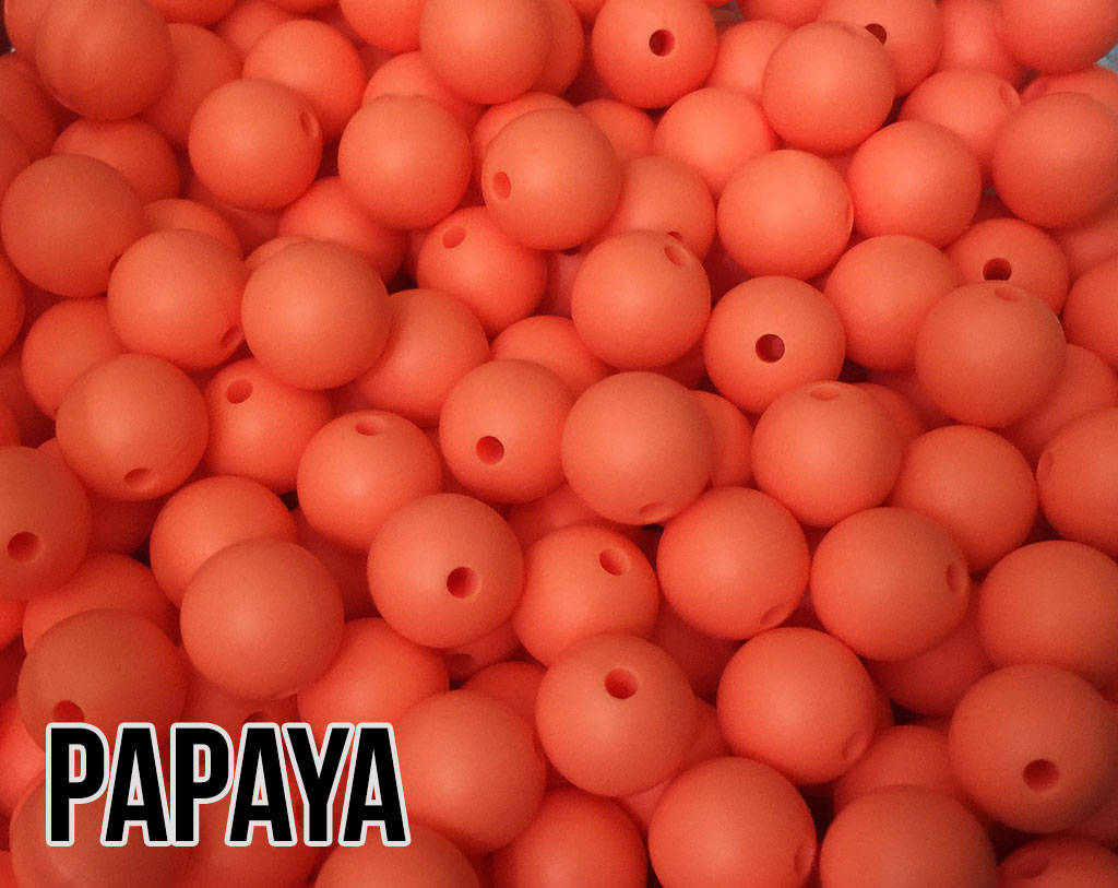 9 mm Round  Round Papaya Silicone Beads (aka Salmon Orange)