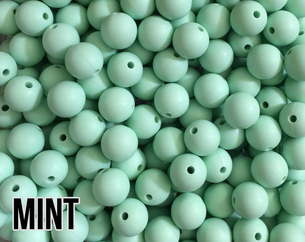 12 mm Round  Round Mint Green Silicone Beads (aka Light Green, Pastel Green)