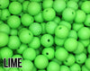 12 mm Round  Round Lime Silicone Beads (aka Light Green, Bright Green)
