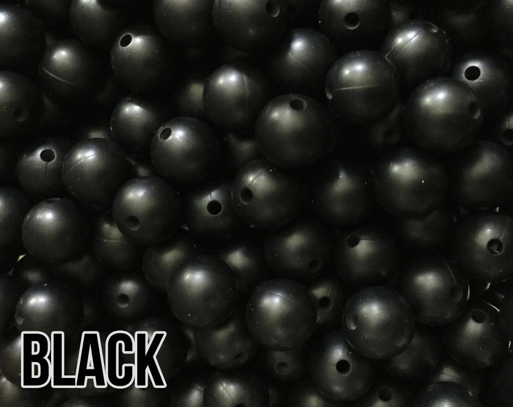 12 mm Round  Round Black Silicone Beads (aka Smokey Black)