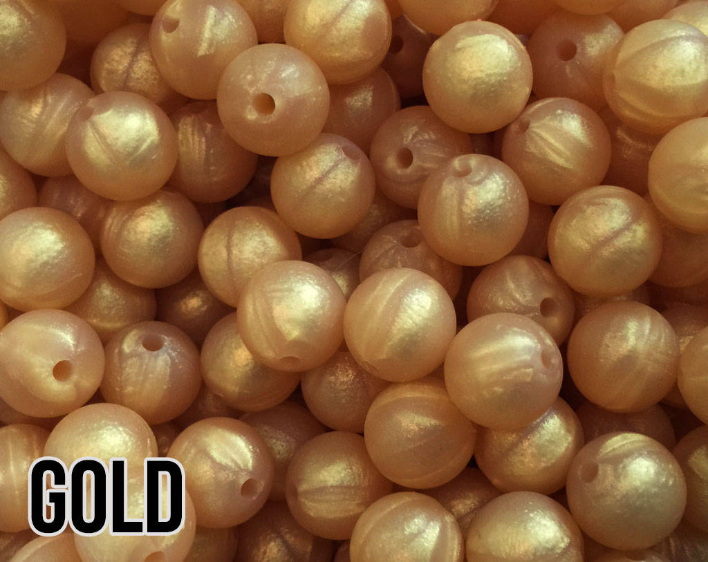 12 mm Round  Round Gold Silicone Beads (aka Metallic Yellow)