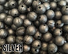 12 mm Round  Round Silver Silicone Beads (aka Metallic Grey)