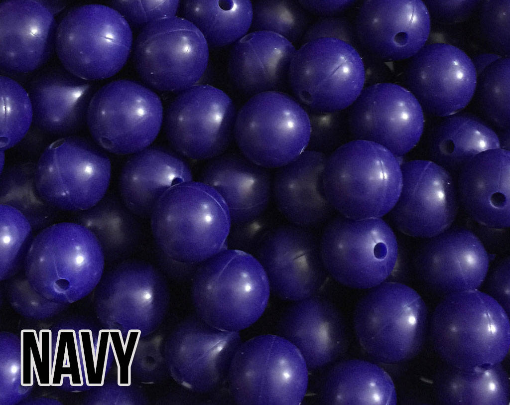 15 mm Round Navy Silicone Beads  (aka  Dark Blue, Dark Purple)