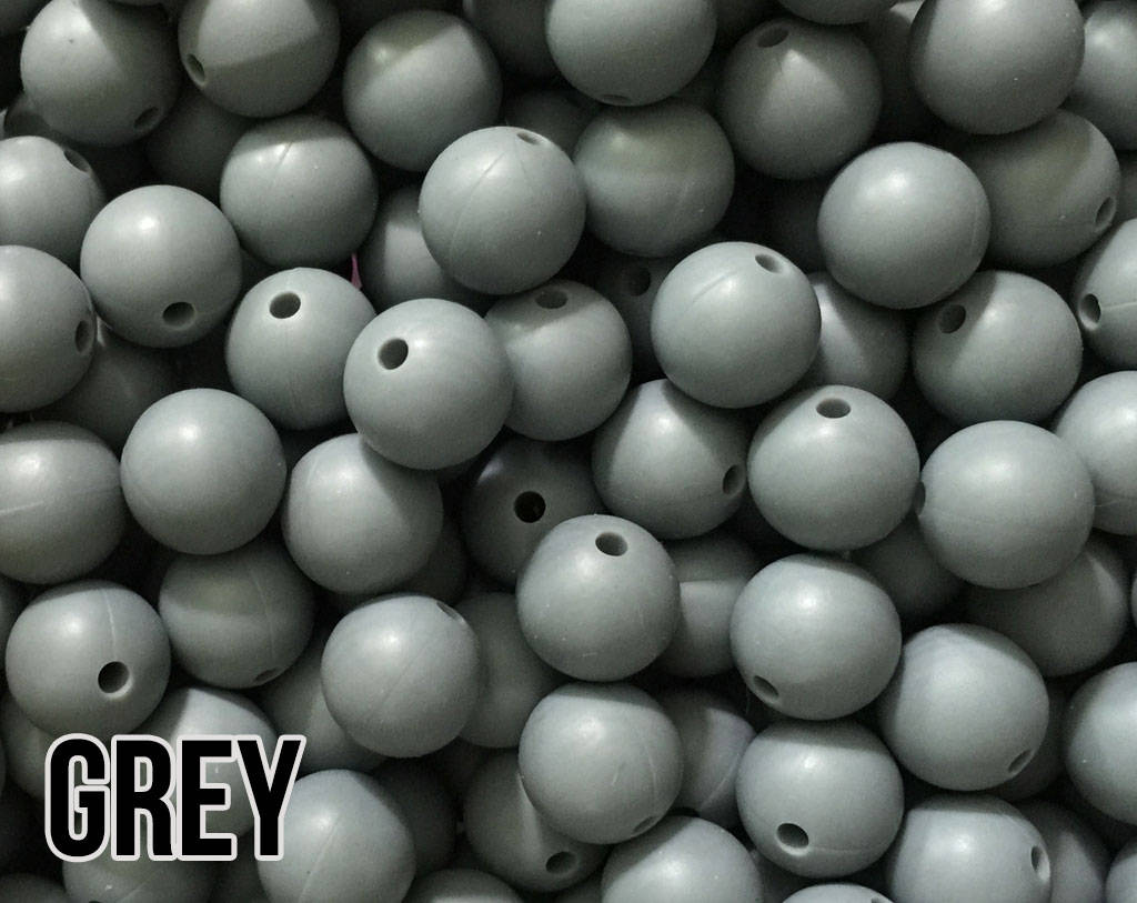 15 mm Round Grey / Gray Silicone Beads  (aka Dim Grey)
