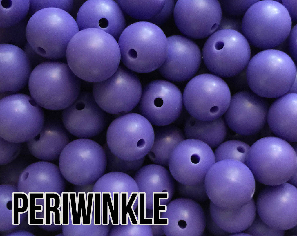 15 mm Round Periwinkle Silicone Beads  (aka Dark Purple)