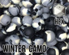 17 mm Hexagon Winter Camo Silicone Beads (black, grey, ivory)