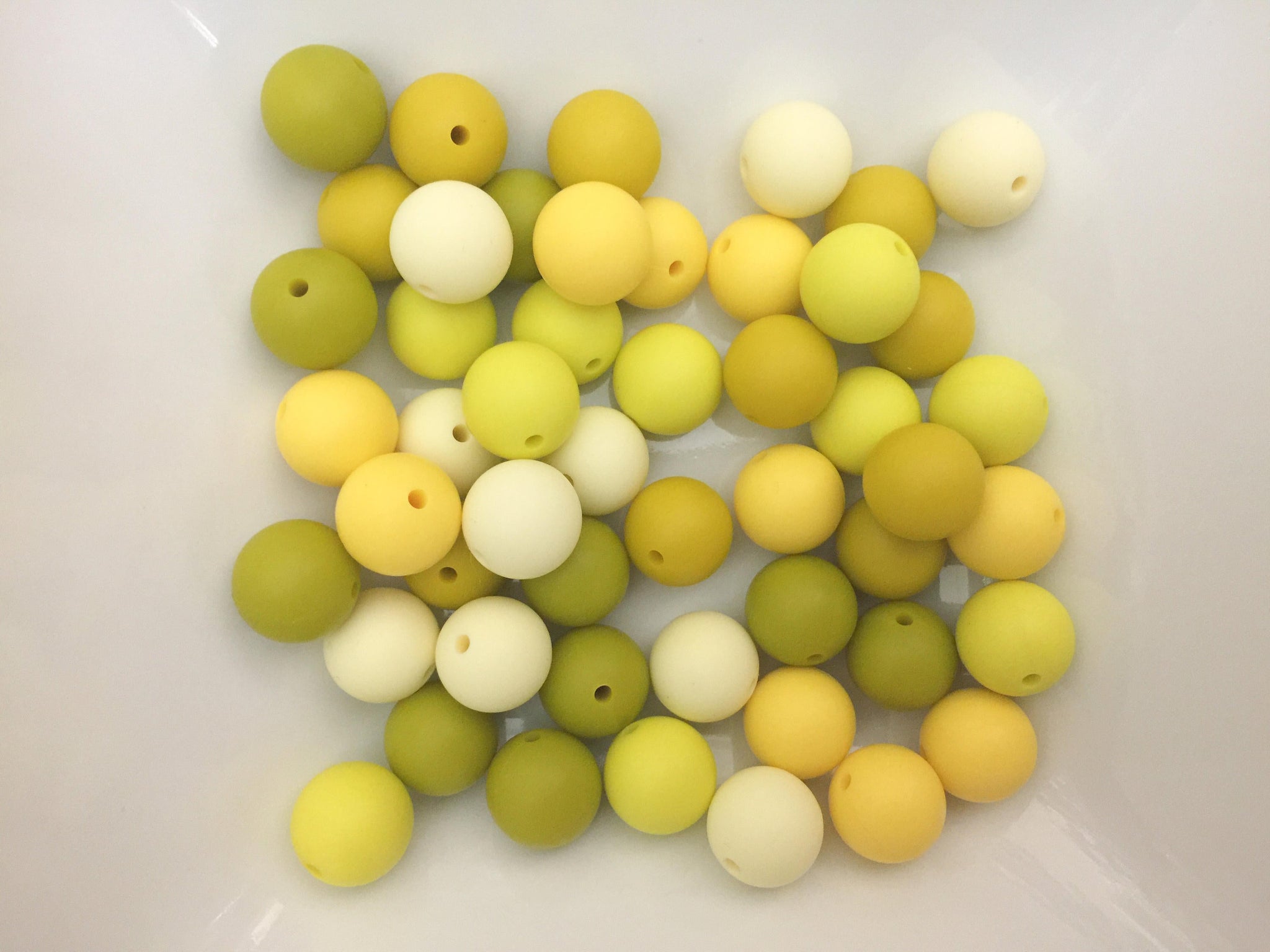 50 Bulk Silicone Beads - Yellow Greens