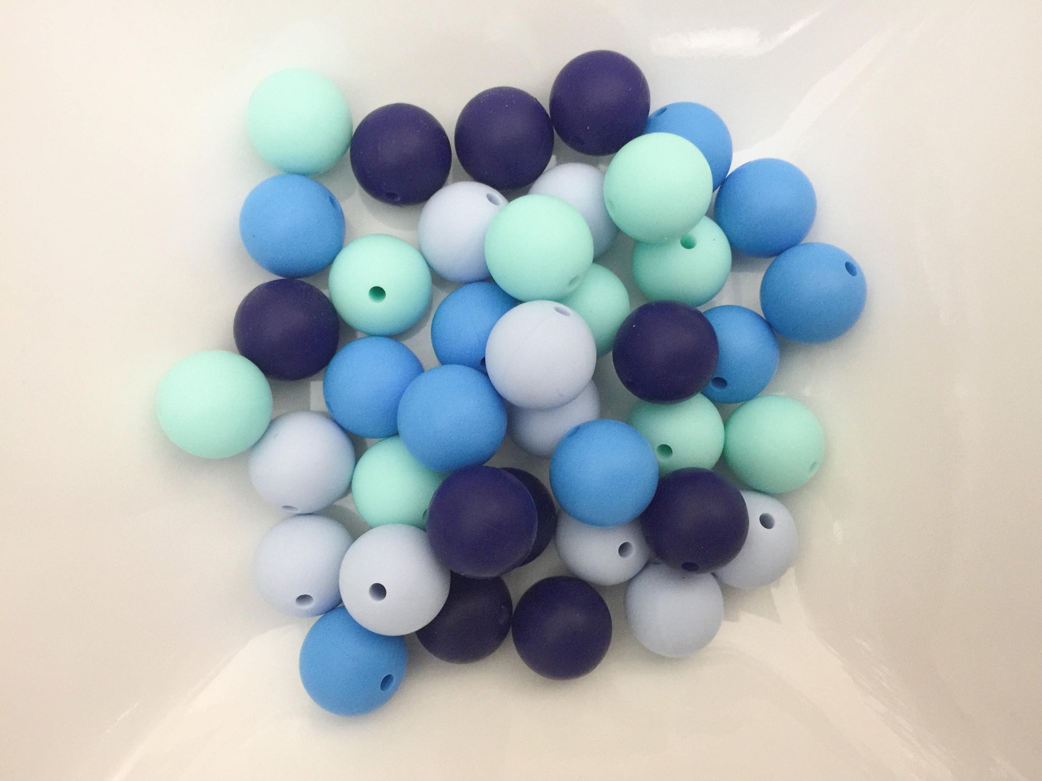 40 Bulk Silicone Beads - Blues