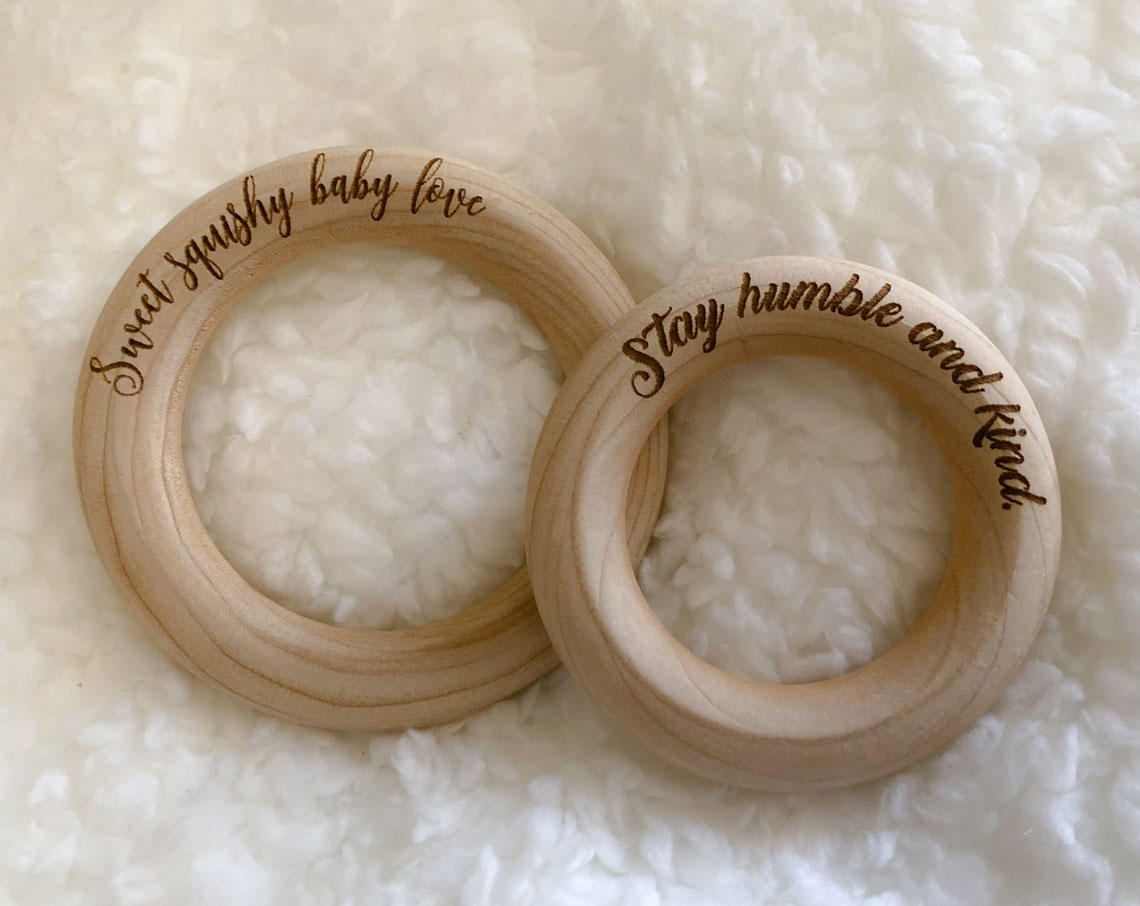 Pie Wood Teether and Wood Toy - DIY Wood Teething - Beech Teether - Montessori Toy - Engravable - Personalized