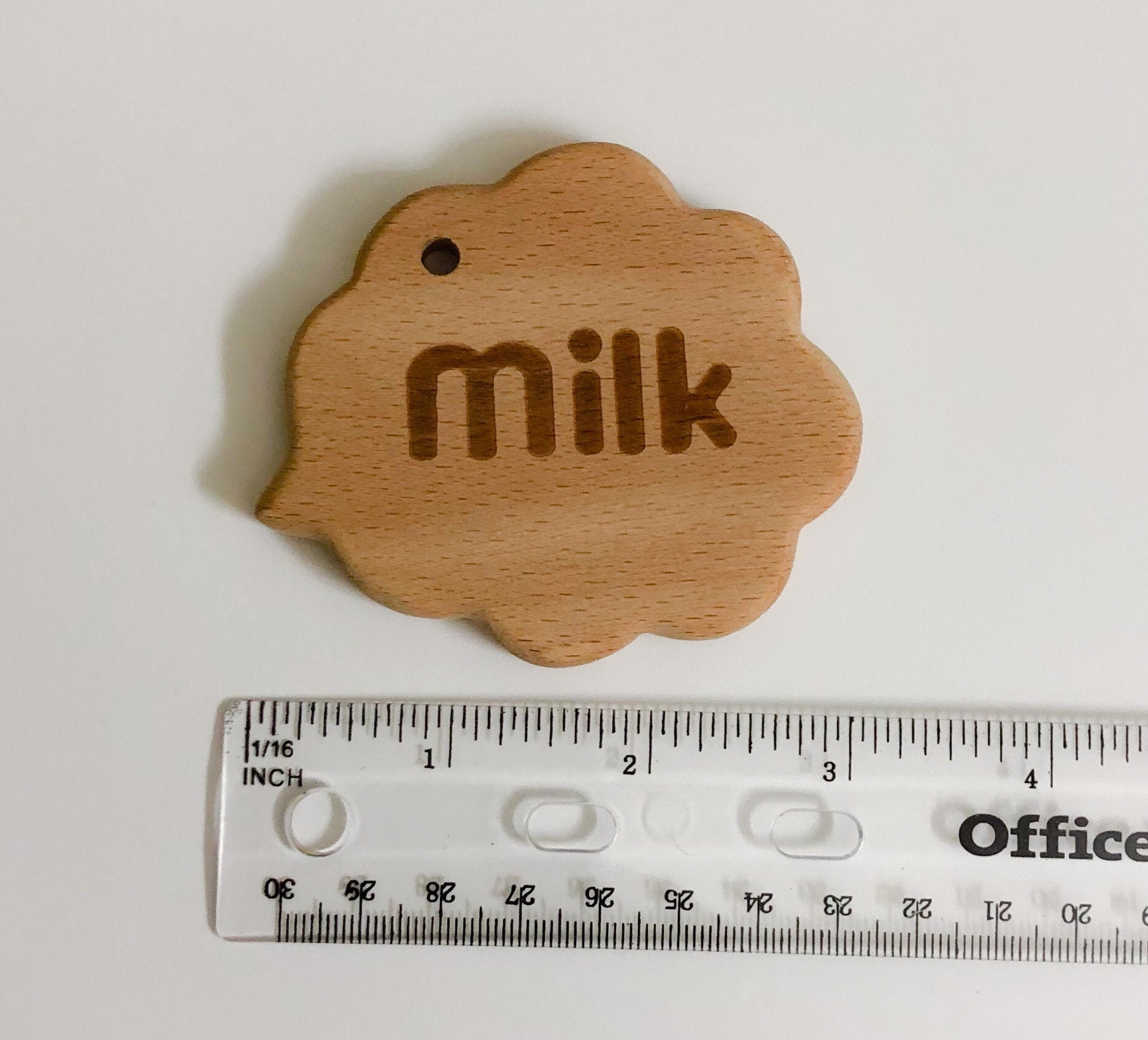 Milk Speech Bubble Emoticon Wood Teether
