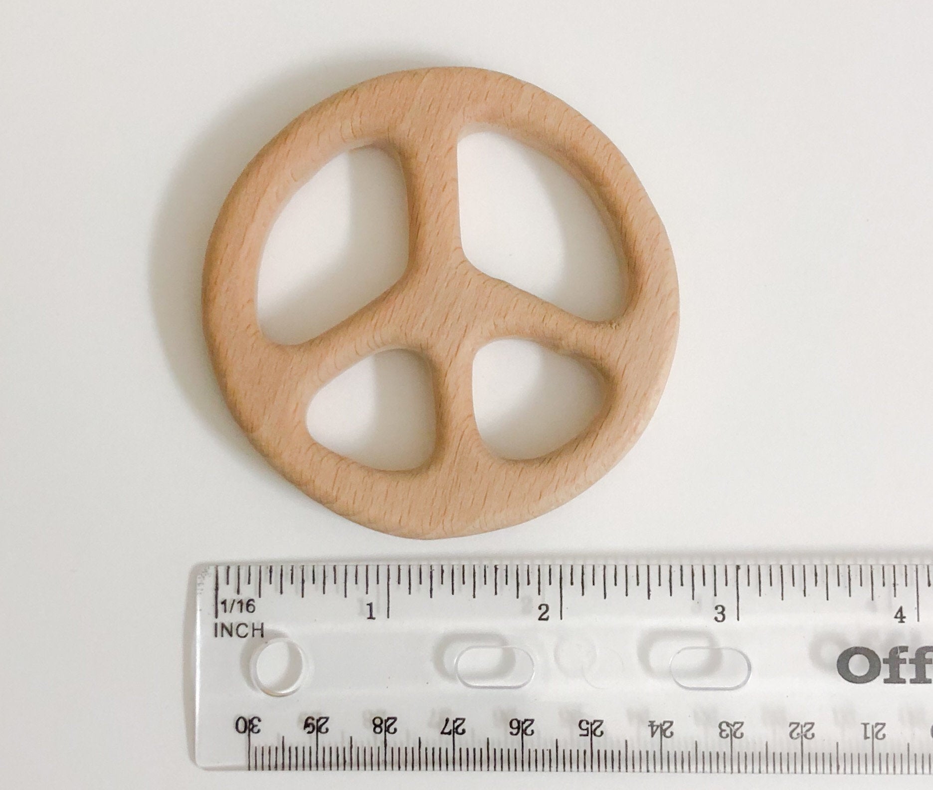 Peace Sign Wood Teether