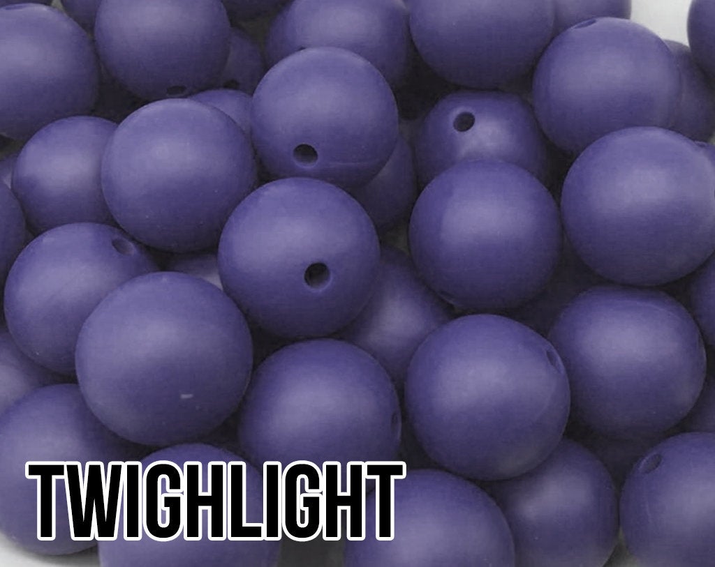15 mm Round Twilight Silicone Beads  (aka Purple, Navy)