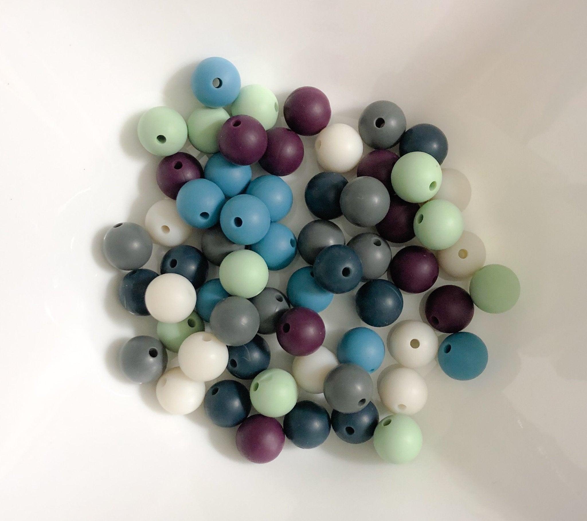 60 Bulk Silicone Beads - Farmhouse Picnic - Wedgewood, Violet, Prussian, Steel, Sweet Mint, Seal