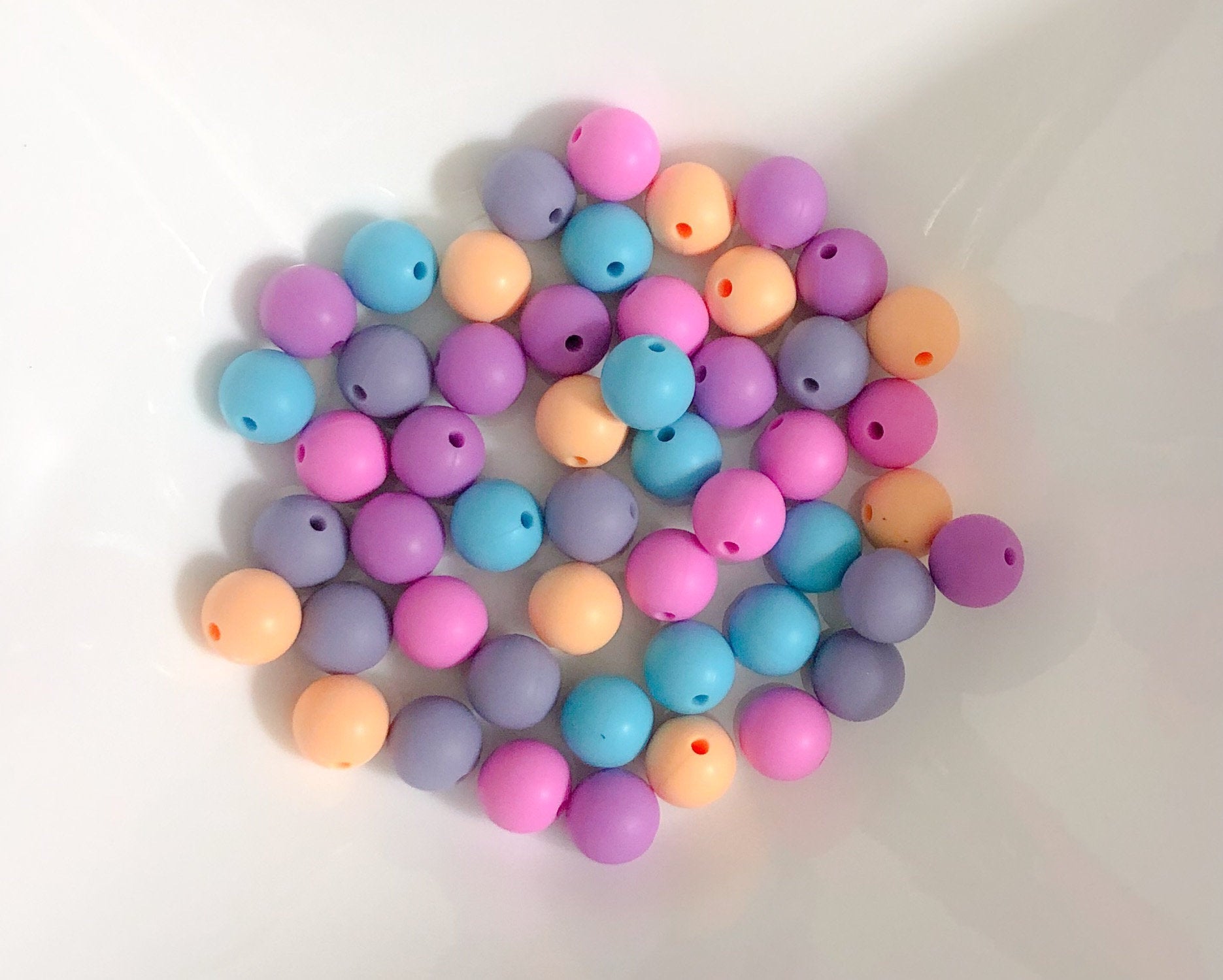 50 Bulk Silicone Beads - Bright Hydrangea - Sky, Heather, Bubblegum, Lavender, Peach