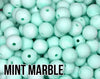 9 mm Round  Round Mint Marble Silicone Beads (aka Green, Minty, Pastel)