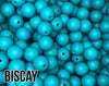 12 mm Round  Round Biscay Silicone Beads (aka Blue, Biscay Bay, Teal) Geometric Bead
