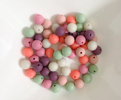 MARBLE QUARTZ• silicone round beads • 10 pcs • 15 mm • marble beads • loose  sensory beads • gold • pink • jewelry making •