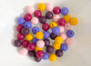 50 Bulk Silicone Beads - Spark - Violet, Periwinkle, Merlot, Quartz, Pencil