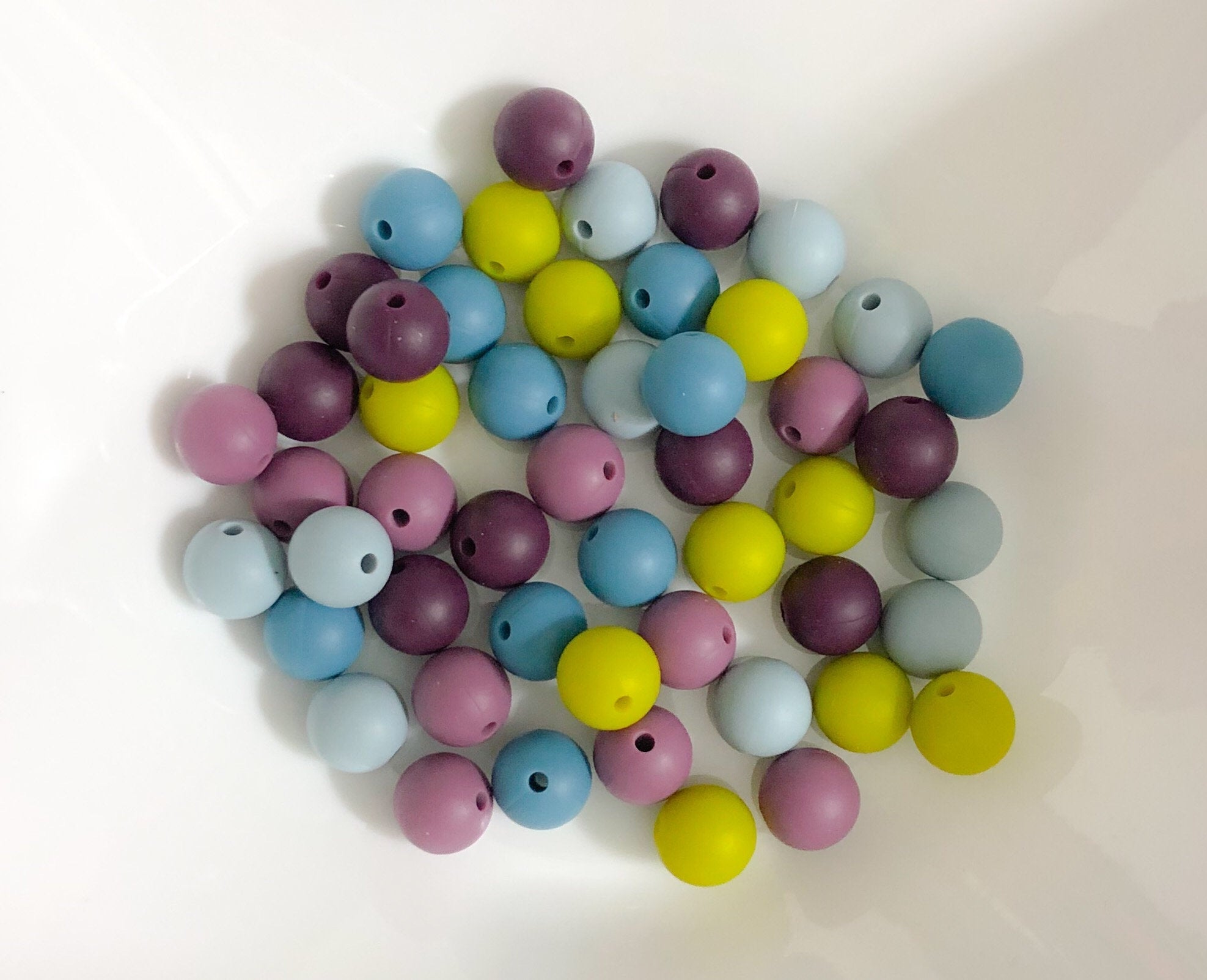 50 Bulk Silicone Beads - Blackberry Macaroon - Violet, Nectar, Bluebird, Wedgewood, Moss