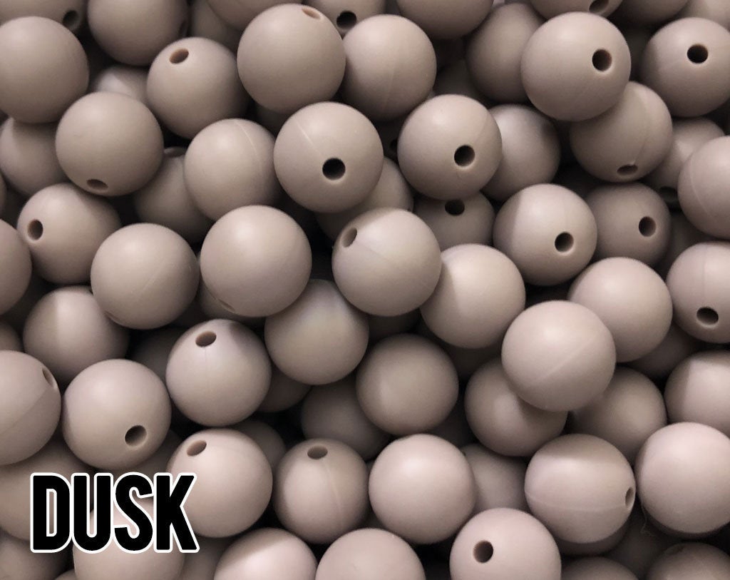 15 mm Round Dusk Silicone Beads  (aka Dusty Purple)