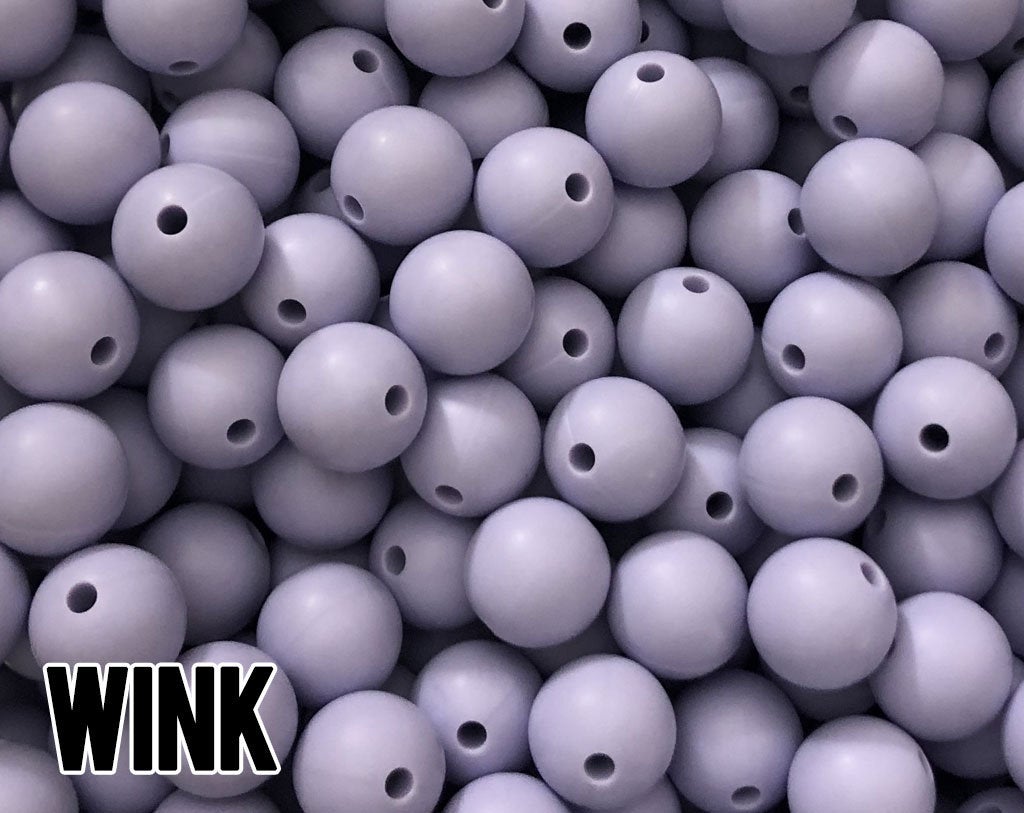 15 mm Round Wink Silicone Beads  (aka Light Purple, Pastel Purple)