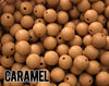 15 mm Round Caramel Silicone Beads  (aka Light Brown, Tan, Mustard)