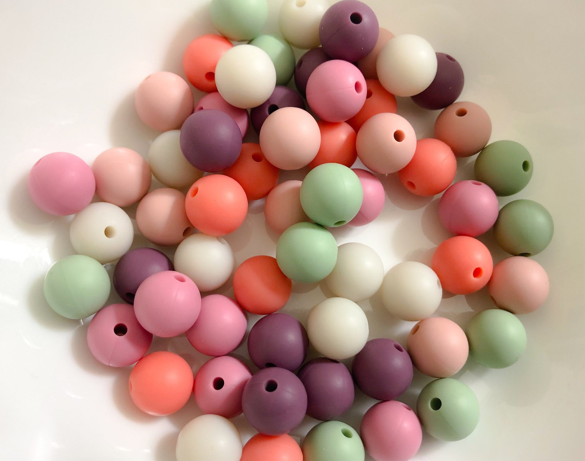 Milk Flower Printed Silicone Beads Circular Loose Beads For - Temu
