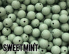 9 mm Round  Round Sweet Mint Silicone Beads (aka Dusty Mint Green)