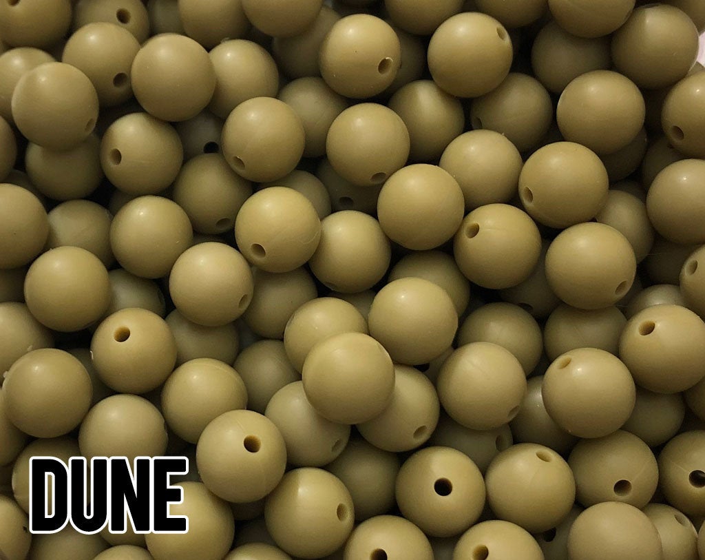 9 mm Round  Round Dune Silicone Beads (aka Tan, Dusty Green, Olive)