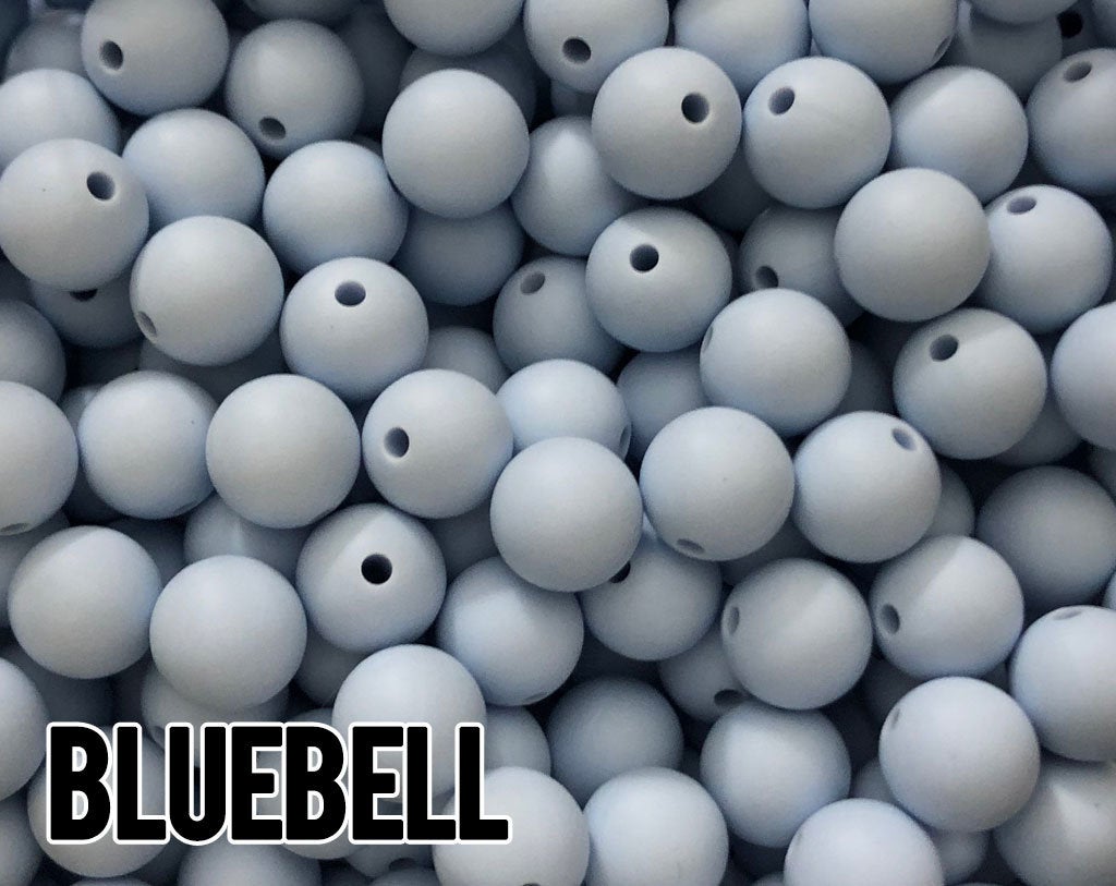 15 mm Round Bluebell Silicone Beads  (aka Light Blue, Grey Blue)