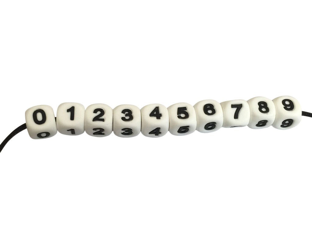 0-9 Silicone Number Cube Beads - 12 mm square