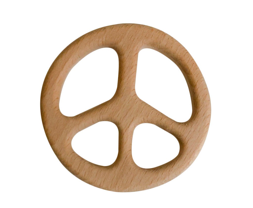 Peace Sign Wood Teether