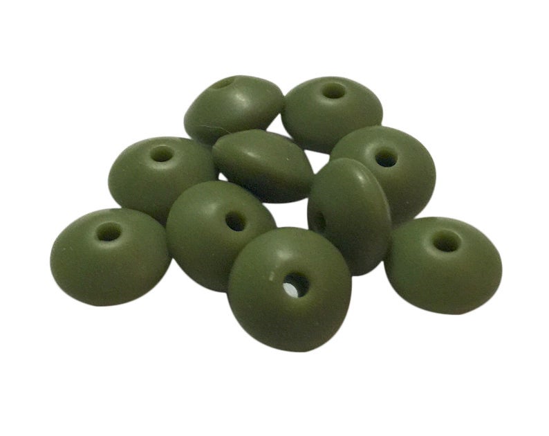 Small Abacus Lentil Saucer Silicone Beads in Army - 12 mm x 7 mm