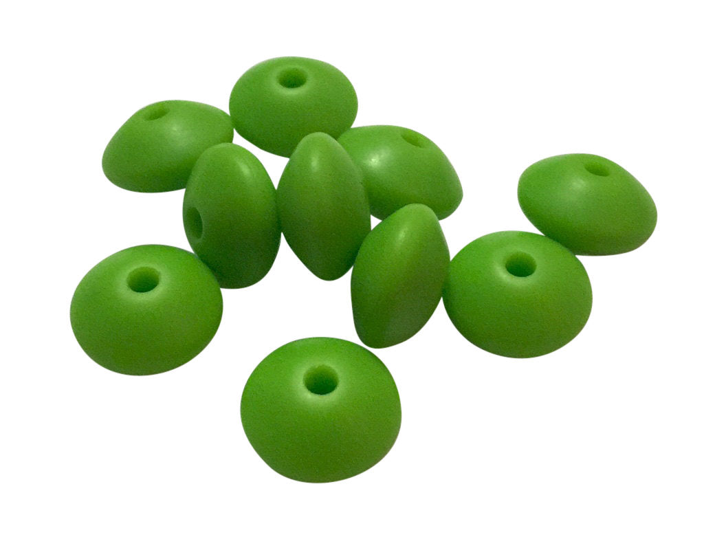 5-1,000 Small Abacus Silicone Beads in Chartreuse - 12 mm x 7 mm