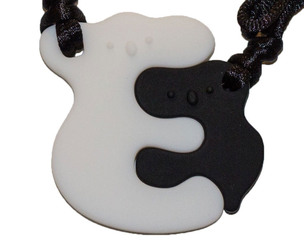 Silicone Koala Mom and Baby Teether / Pendant in White and Black