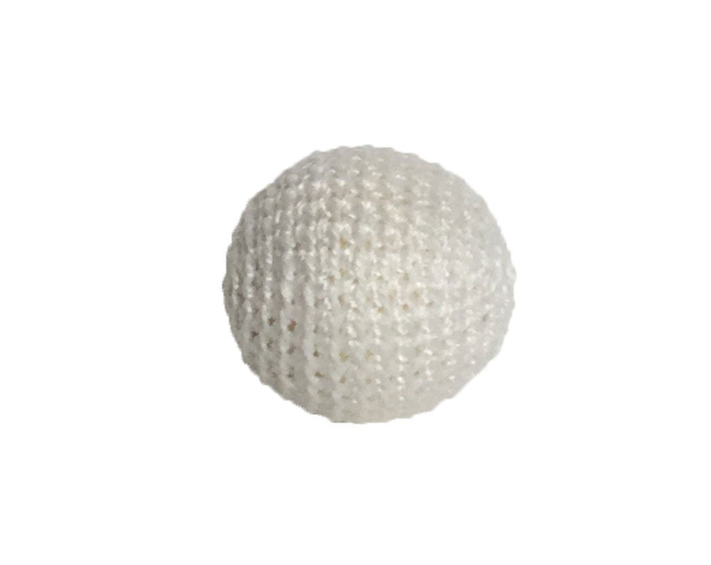 1.06" / 27 mm Crochet Wood Bead in White -  1 Hand Crocheted Birch Wood Ball for Teething