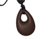 Silicone Pendant Necklace -- 3 7/8" x 2" brown silicone teardrop pendant; for fidgeting, sensory play, teething.