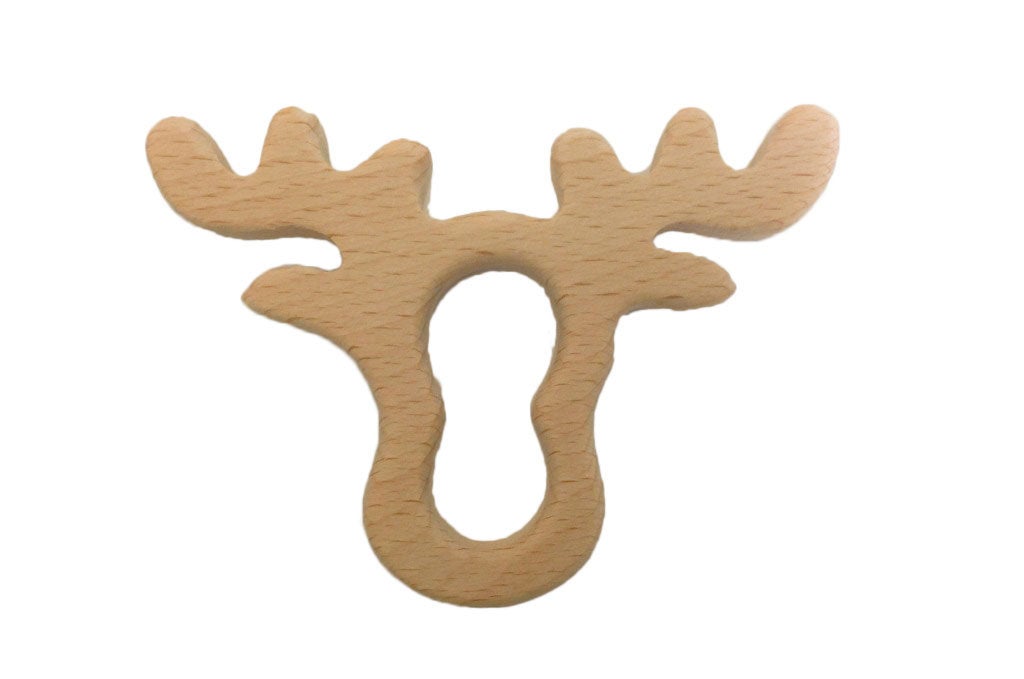 Wood Moose Head Teether