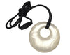 Silicone Pendant Necklace --  A 2 1/8" pearl silicone circular pendant; for fidgeting, sensory play, or teething.