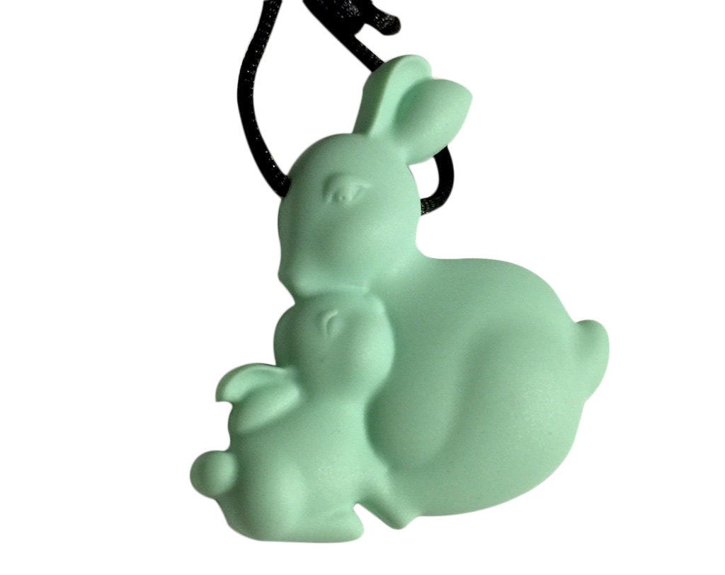 Silicone Bunny Teether - 2.5" x 2.5" Mint Green Bunny Teether Pendant