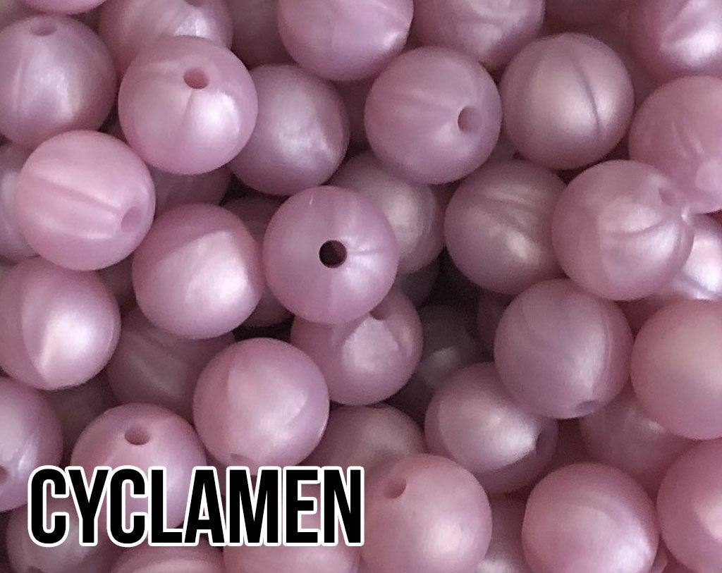 9 mm Round  Round Cyclamen Silicone Beads (aka Metallic Nectar Purple)