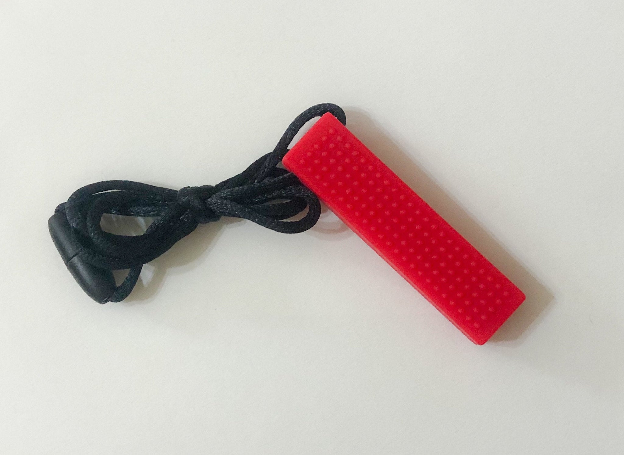 Silicone Block Pendant Teether Red - Autism - Chew Jewelry - Silicone Teether - Spectrum - ADHD - Sensory - Fidget Toy - Silicone Beads