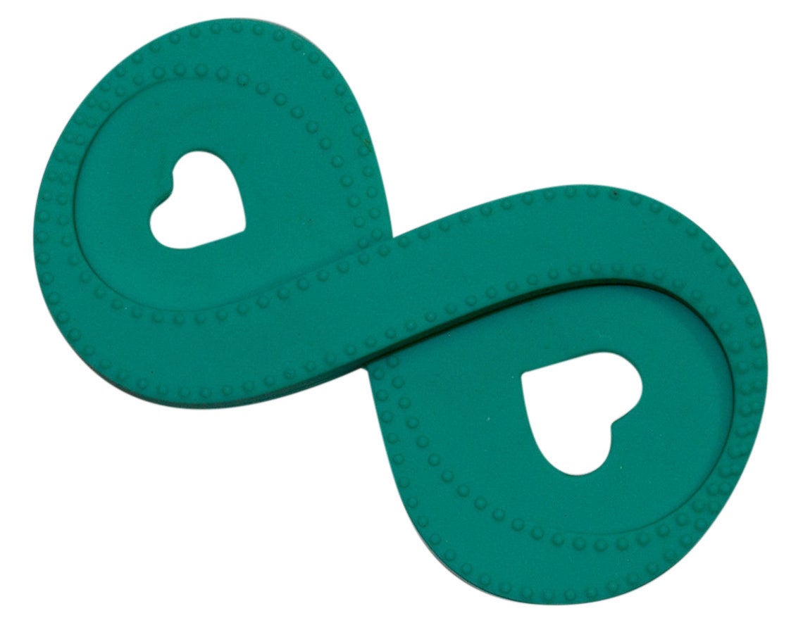 Silicone Infinity Heart Pendant in Teal - Silicone Teething, Silicone Teether, Teething Pendant