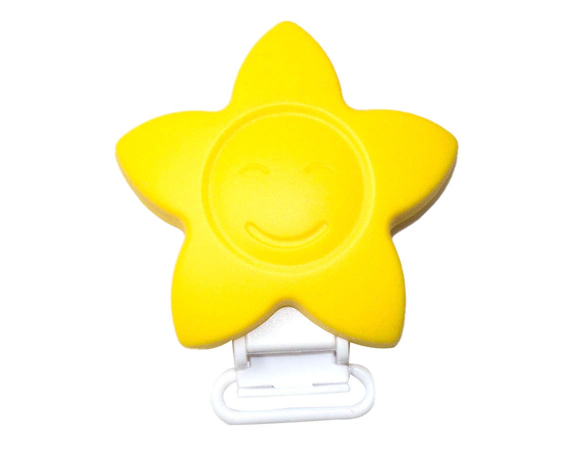 Star Pacifier Clip - Yellow - Silicone