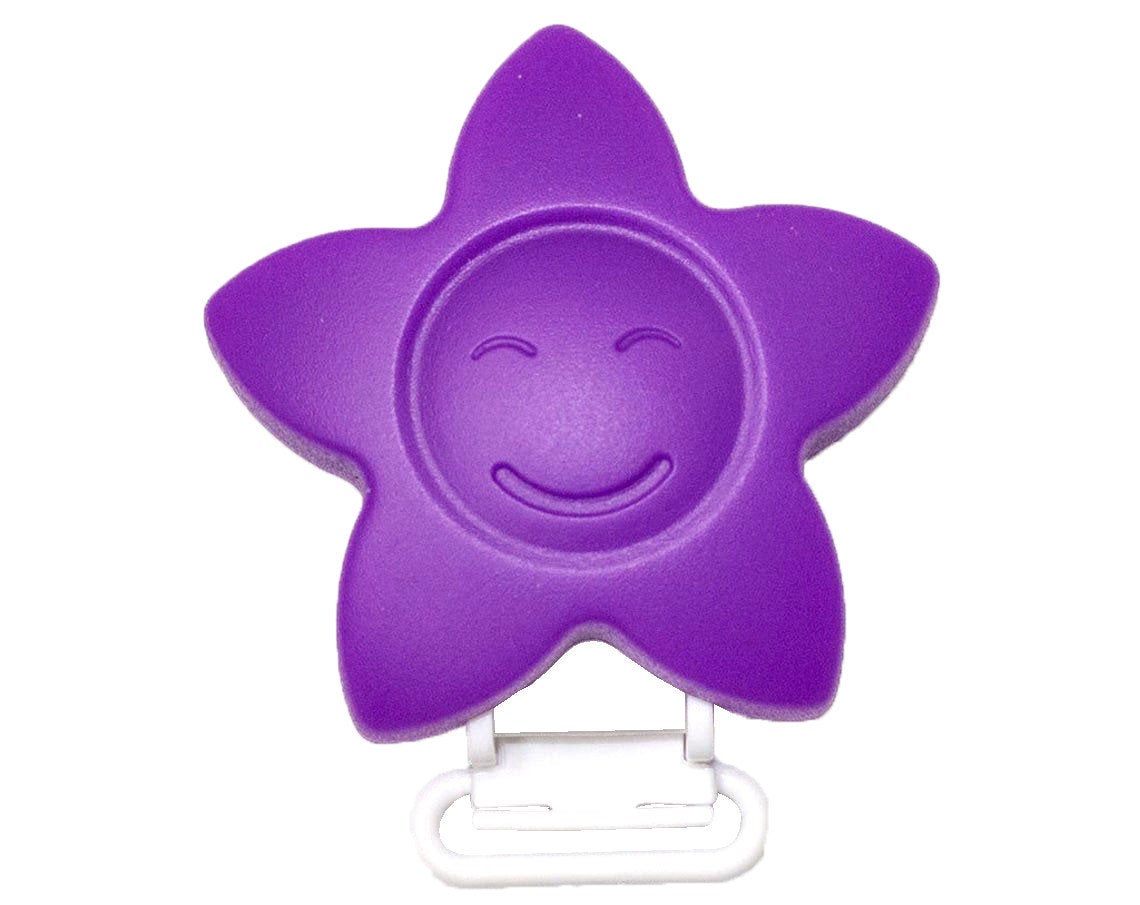Star Pacifier Clip - Purple - Silicone