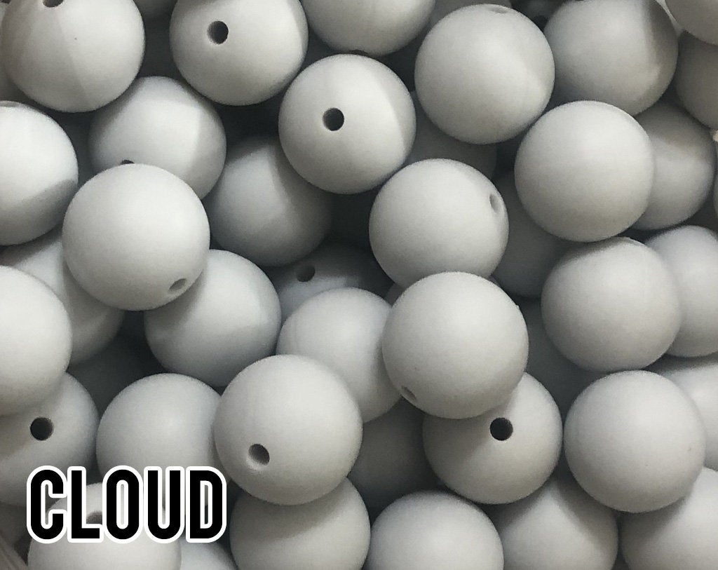 9 mm Round  Round Cloud Silicone Beads (aka Light Grey, Yellow Grey, Light Gray)