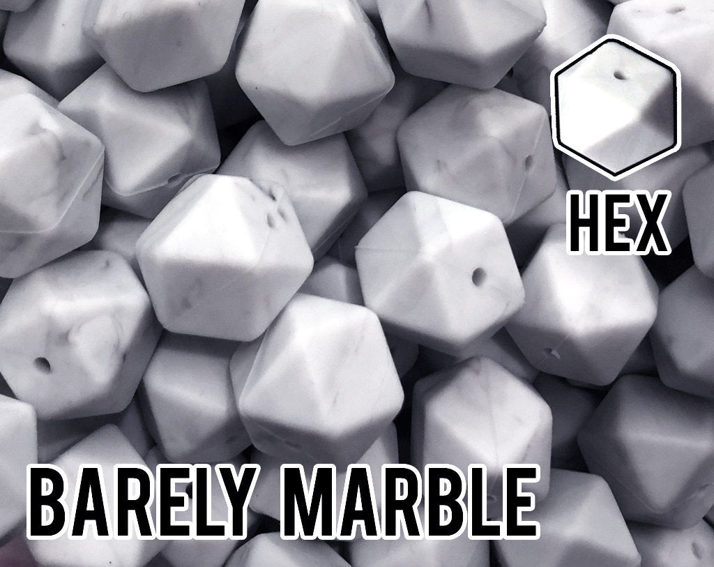5-1,000 - Barely Marble Hexagon Geometric Silicone Beads (17 mm)