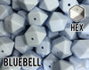 17 mm Hexagon Bluebell Silicone Beads (aka Light Blue, Grey Blue)