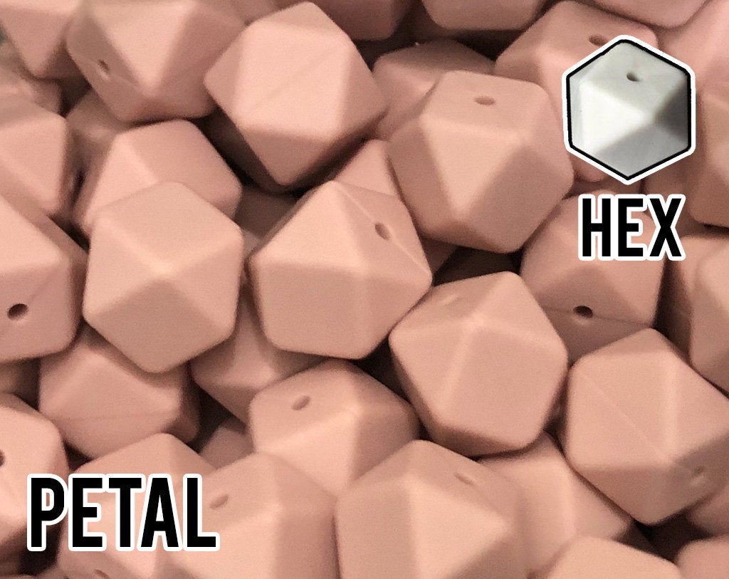 17 mm Hexagon Petal Silicone Beads 5-100 (aka Light Dusty Pink)