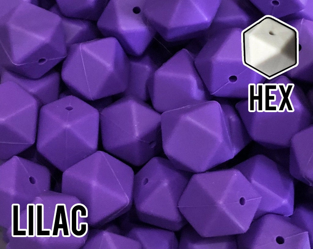 17 mm Hexagon Lilac Silicone Beads (aka Purple)